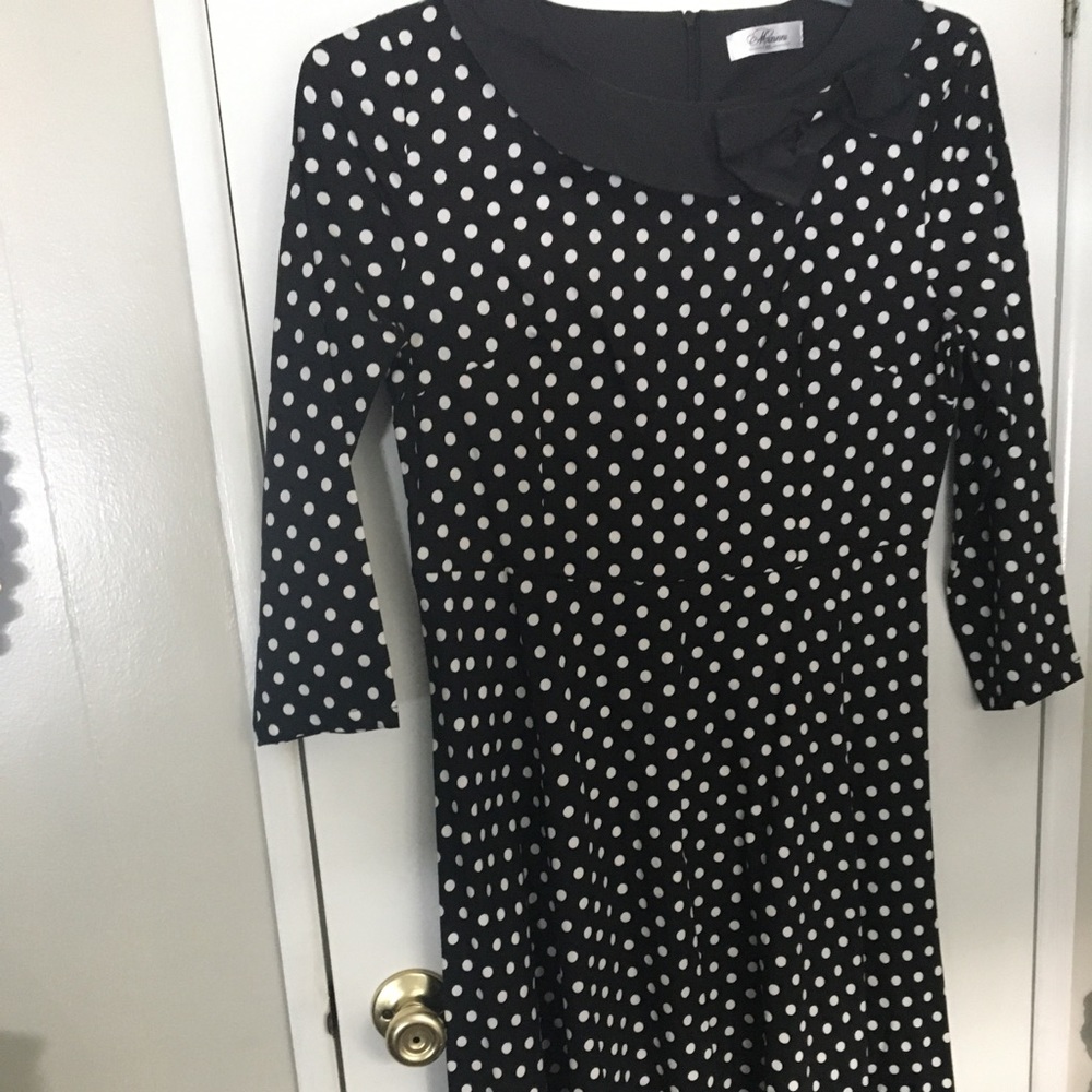 Rockabilly‎ black and white polka dot dress